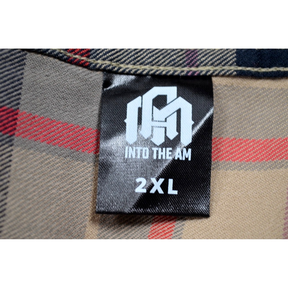 Lot of 2 Into The AM Flannel Shirts Mens 2XL Brown Black & Cream Red Black - Picture 14 of 16